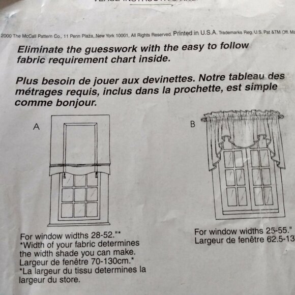 Curtain Sewing Pattern Swag Valance Cafe Roman Shade McCall's P229 UNCUT - Picture 7 of 9